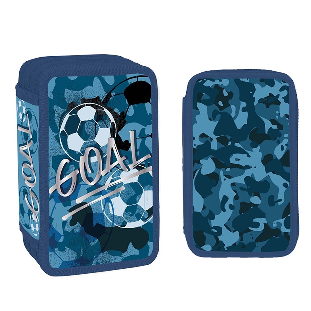 Penar dreptunghiular, 39 de elemente, 3 compartimente, inchidere tip fermoar, imprimeu mingi - imagine 6